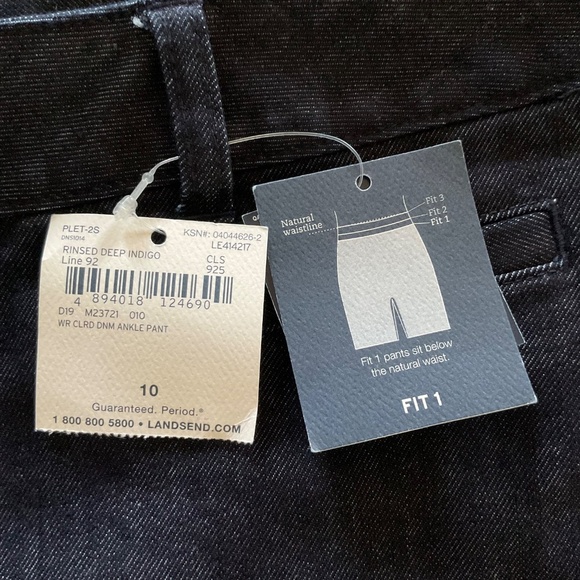 NWT Lands End Women Ankle Denim Pants Jeans Rinsed Deep Indigo Sz 10 Fit 1 Blue - Picture 2 of 12